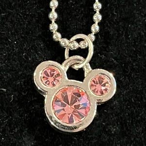Silhouette Mickey Mouse Head With Pink Stones Necklace